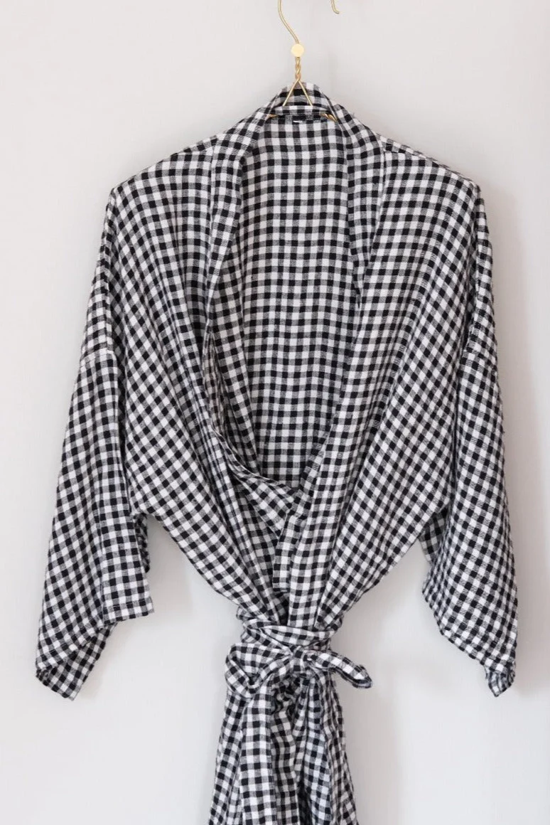 Kimono • XL • Nouveau Vichy Noir • Sort Hvide Tern
