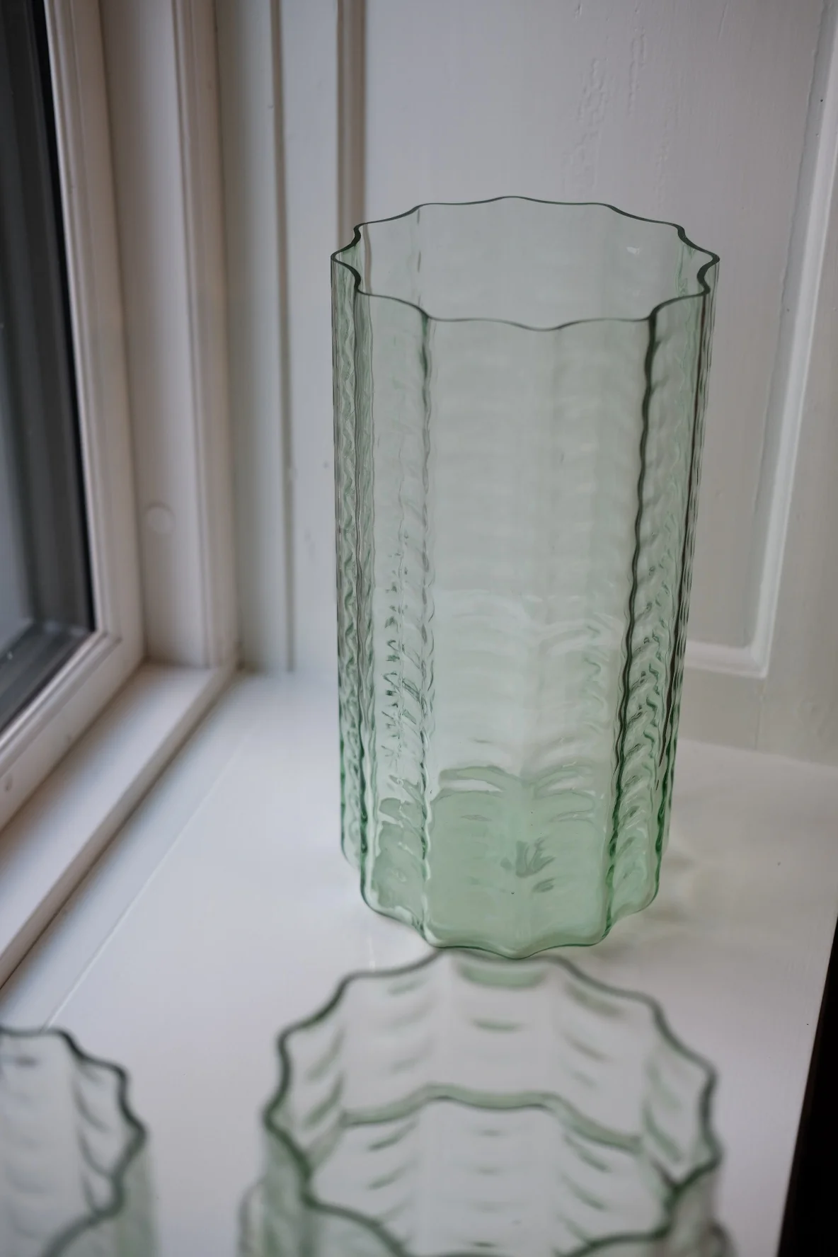 Vase • Glas • Transparent Grøn • Stor